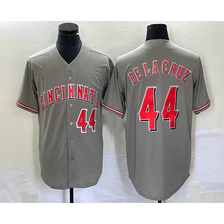 Cincinnati Reds #44 Elly De La Cruz Number Grey Puhics Cool Base Stitched Jersey