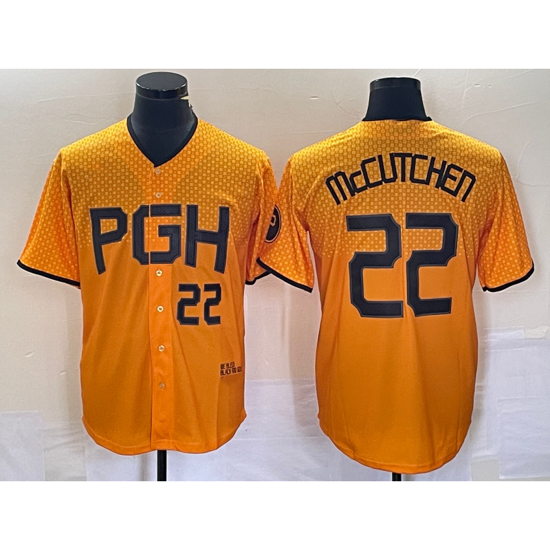 Pittsburgh Pirates #22 Andrew McCutchen Number Gold Puhics 2023 City Connect Stitched Jersey 2