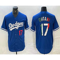 Los Angeles Dodgers #17 Shohei Ohtani Number Mexico Blue Puhics Cool Base Stitched Jerseys
