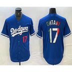Los Angeles Dodgers #17 Shohei Ohtani Number Mexico Blue Puhics Cool Base Stitched Jerseys