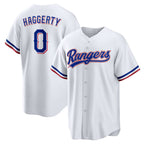 Texas Rangers #0 Sam Haggerty White Puhics Home Replica Jersey