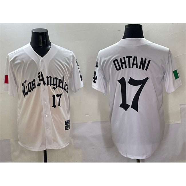 Los Angeles Dodgers #17 Shohei Ohtani White Puhics Mexico 2025 LA Gothic Style With Fernando Patch Vapor Premier Limited Stitched Jersey