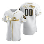 Custom Philadelphia Phillies White Puhics Stitched Flex Base Golden Edition Jersey