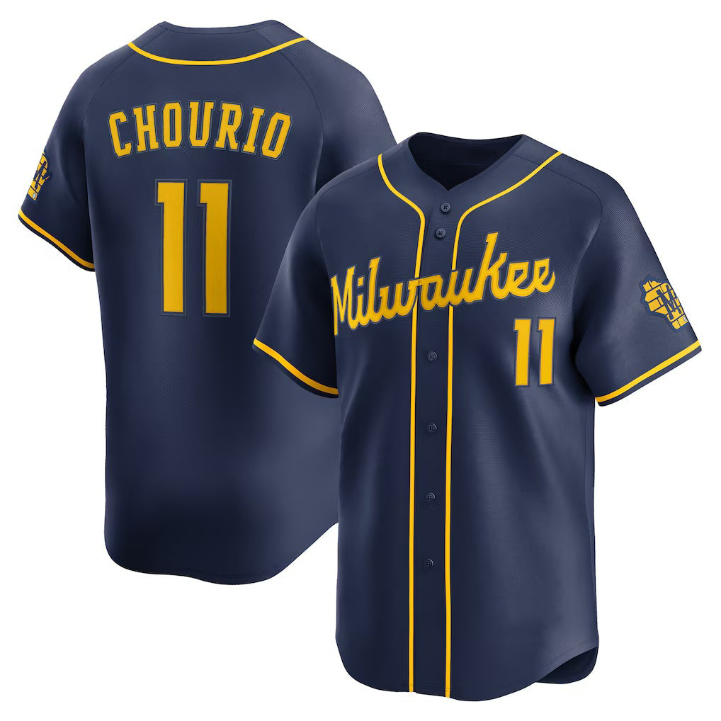 Milwaukee Brewers #11 Jackson Chourio Navy Puhics Alternate 2 Limited Jersey