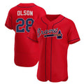 Atlanta Braves #28 Matt Olson Red Puhics Flex Base Stitched Jersey