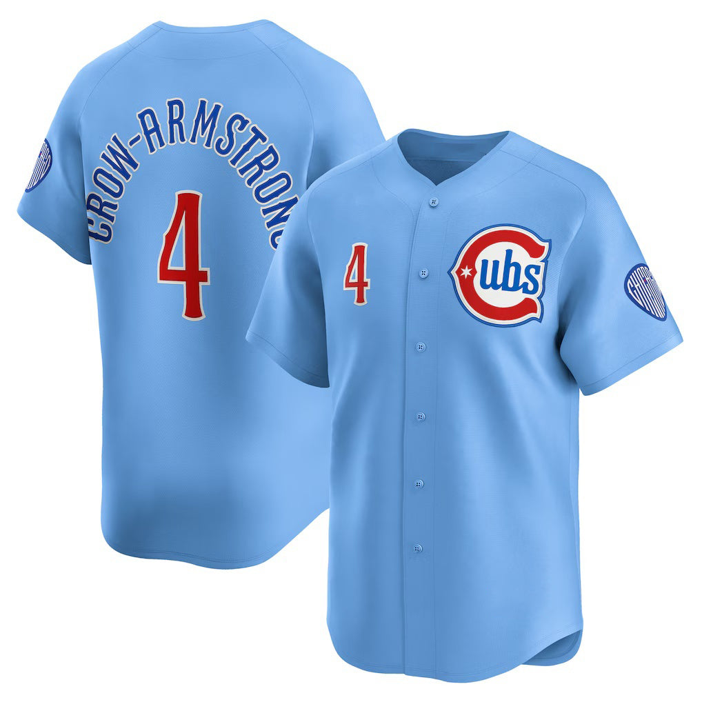 Chicago Cubs #4 Pete Crow-Armstrong Light Blue Puhics Alternate Limited Player Jersey