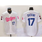 Los Angeles Dodgers #17 Shohei Ohtani White Pink Puhics Vin & Kobe Patch Stitched Jersey1