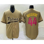 San Diego Padres #44 Joe Musgrove Number Tan Puhics Pinstripe 2023 City Connect Cool Base Stitched Jersey