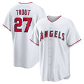 Los Angeles Angels #27 Mike Trout White Puhics Home Replica Player Name Jersey