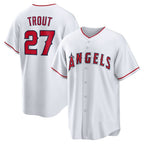 Los Angeles Angels #27 Mike Trout White Puhics Home Replica Player Name Jersey