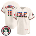 Cleveland Guardians #11 Jos¨¦ Ram¨ªrez Cream Puhics Mexico Vapor Premier Limited Stitched Jersey