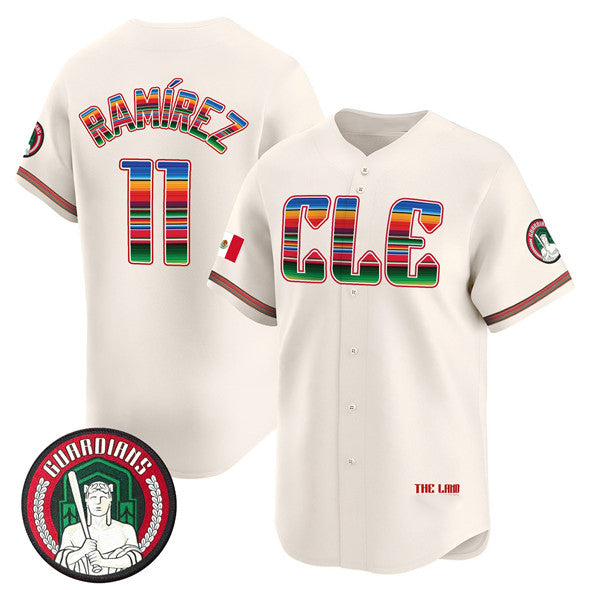 Cleveland Guardians #11 Jos¨¦ Ram¨ªrez Cream Puhics Mexico Vapor Premier Limited Stitched Jersey