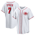 Cincinnati Reds #7 Spencer Steer White Puhics Home Replica Jersey