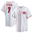 Cincinnati Reds #7 Spencer Steer White Puhics Home Replica Jersey