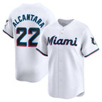 Miami Marlins #22 Sandy Alcantara White Puhics Home Limited Player Jersey