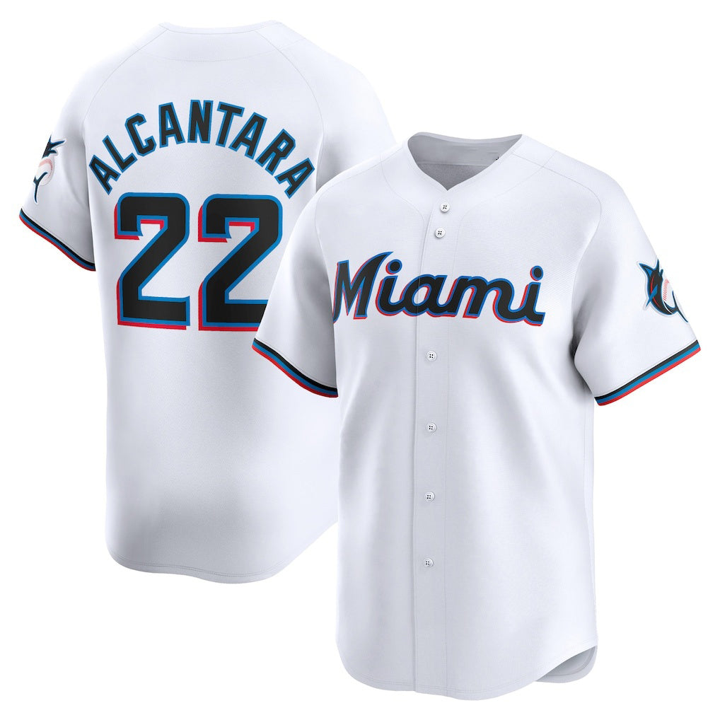 Miami Marlins #22 Sandy Alcantara White Puhics Home Limited Player Jersey