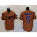Los Angeles Dodgers #5 Freddie Freeman Number Olive Puhics Cool Base Limited Stitched Jerseys