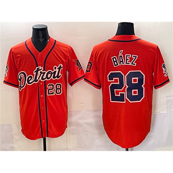 Detroit Tigers #28 Javier B¨¢ez Orange Puhics With Patch Vapor Premier Limited Stitched Jersey