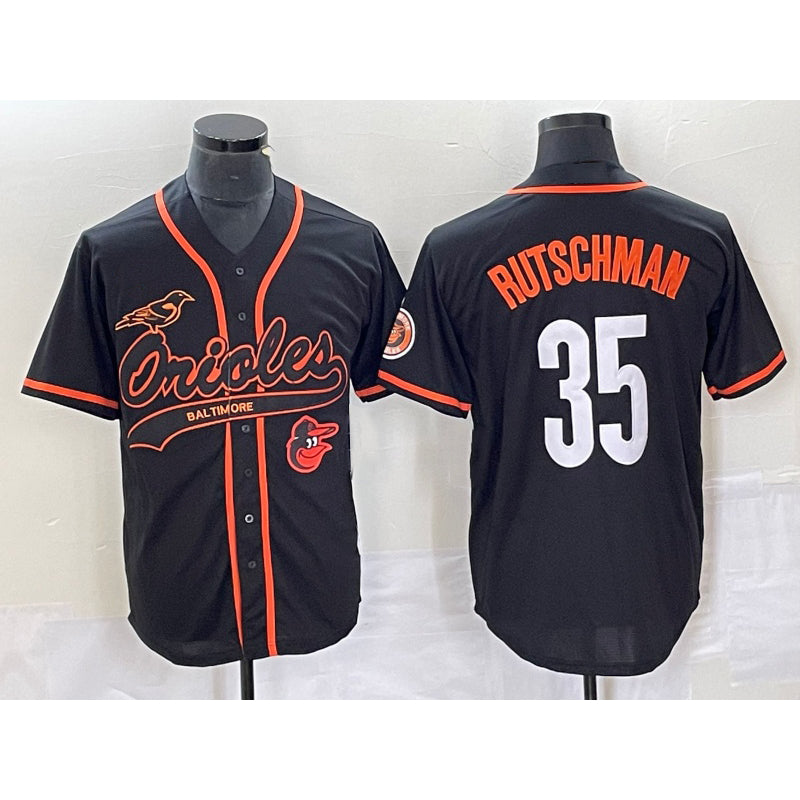 Baltimore Orioles #35 Adley Rutschman Black Puhics With Patch Cool Base Stitched Jersey