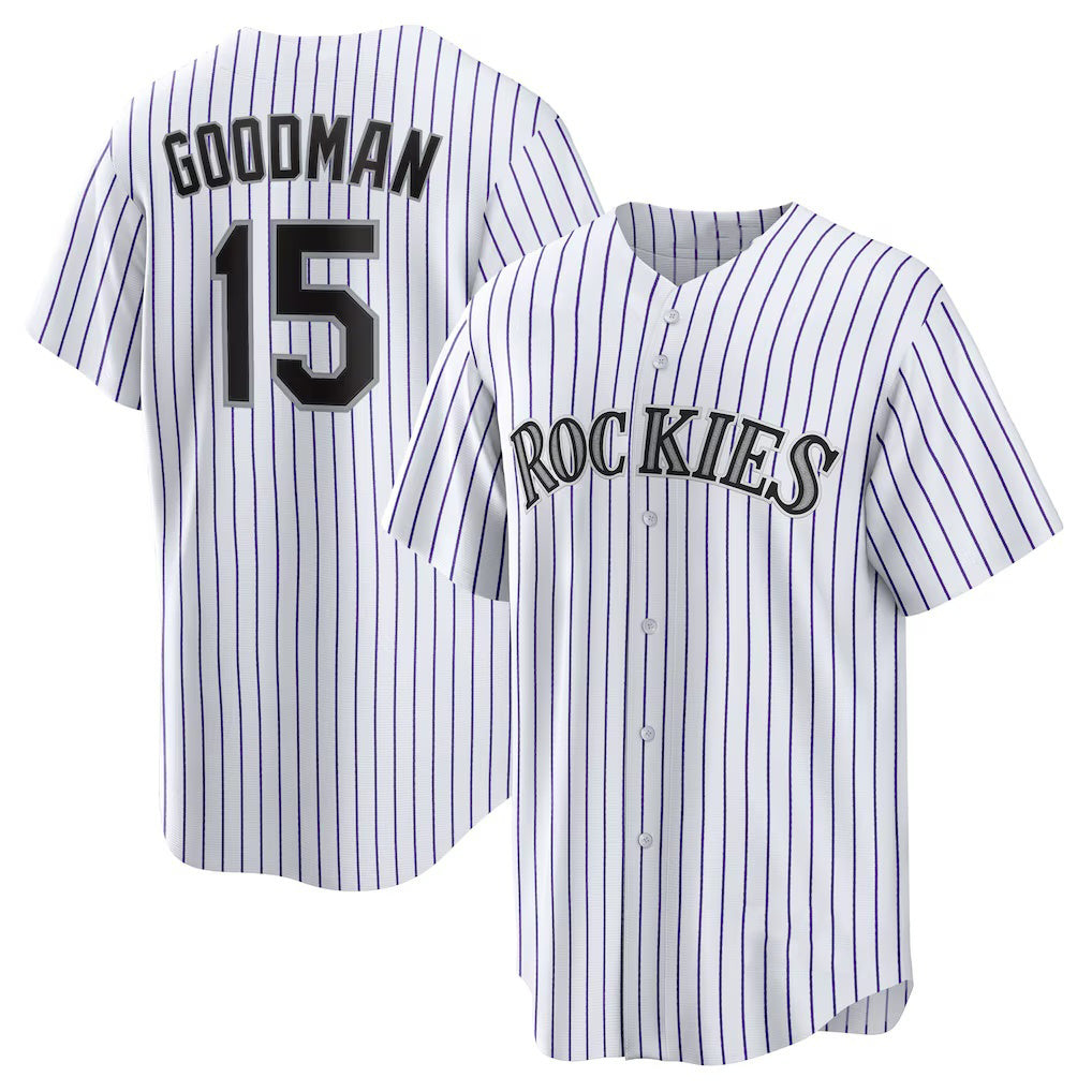 Colorado Rockies #15 Hunter Goodman White Puhics Home Replica Jersey
