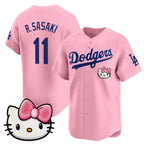 Los Angeles Dodgers #11 Roki Sasaki Pink Puhics 2025 Hello Kitty Vapor Limited Stitched Jersey