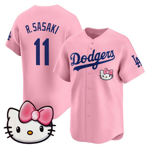 Los Angeles Dodgers #11 Roki Sasaki Pink Puhics 2025 Hello Kitty Vapor Limited Stitched Jersey