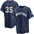 Chicago Cubs #35 Justin Steele Navy Puhics City Connect Jersey