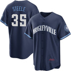 Chicago Cubs #35 Justin Steele Navy Puhics City Connect Jersey