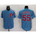 Philadelphia Phillies #55 Ranger Su¨¢rez Blue Puhics Cool Base Stitched Jersey