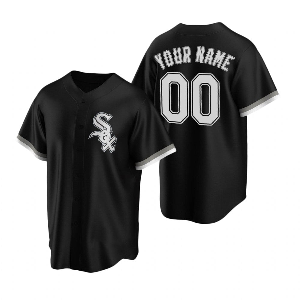 Custom Chicago White Sox Black Puhics Stitched Cool Base Jersey