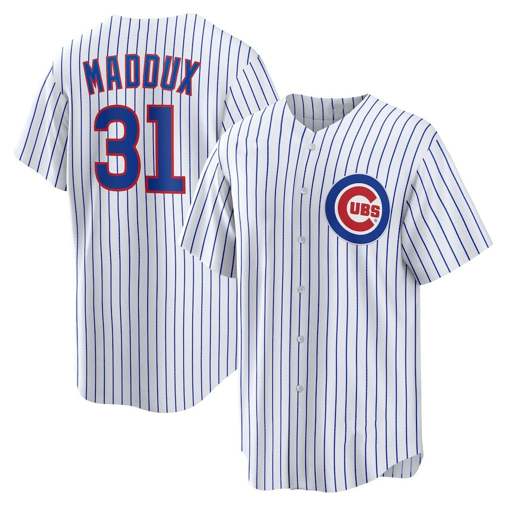 Chicago Cubs #31 Greg Maddux White Puhics Home Retired Player Replica Jersey