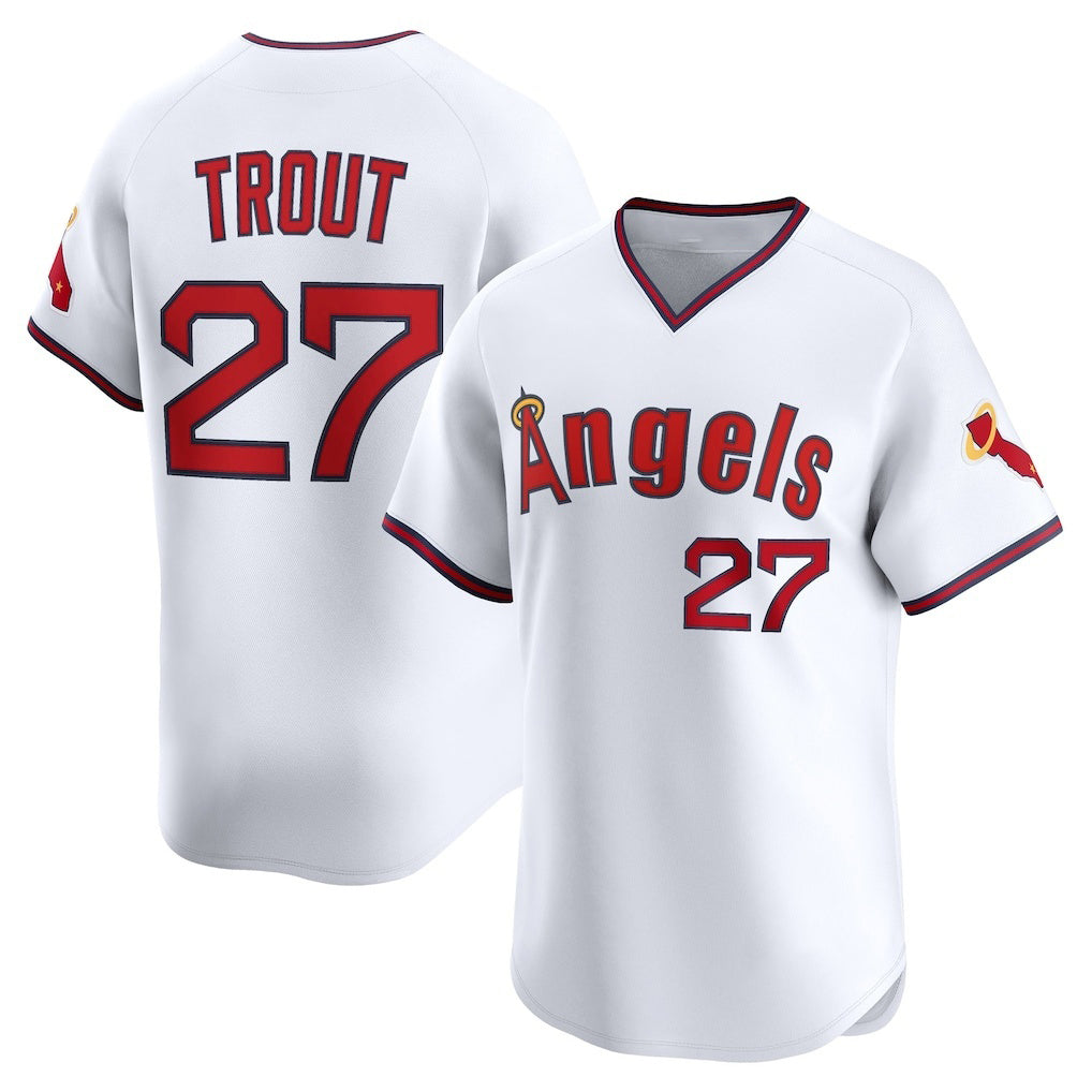 Los Angeles Angels #27 Mike Trout White Puhics Alternate Limited Jersey
