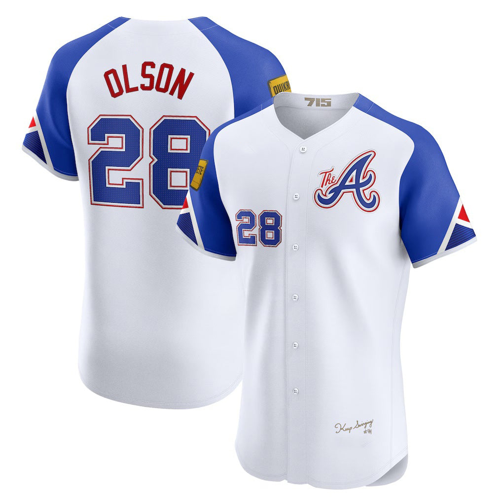 Atlanta Braves #28 Matt Olson White Puhics City Connect Elite Jersey 2