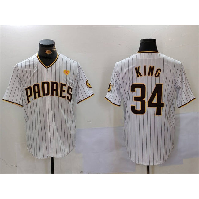San Diego Padres #34 Michael King White Puhics With PS Patch Cool Base Stitched Jersey