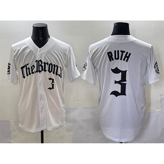 New York Yankees #3 Babe Ruth White Puhics 'Gothic Legacy Edition' Vapor Premier Limited Stitched Jersey