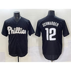 Philadelphia Phillies #12 Kyle Schwarber Black Puhics Lights Out Limited Stitched Jersey
