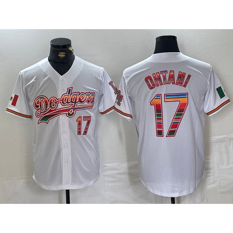 Los Angeles Dodgers #17 Shohei Ohtani White Puhics Mexico Cool Base Stitched Jersey