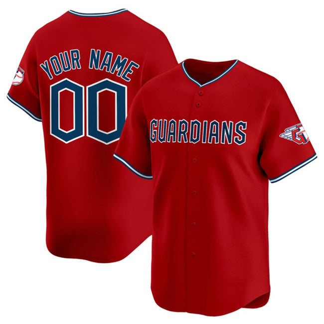 Custom Cleveland Guardians Active Player Red Puhics Alternate Limited Stitched Jersey