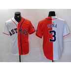Houston Astros #3 Jeremy Pena White Orange Puhics Split Stitched Jersey