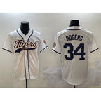 Detroit Tigers #34 Jake Rogers White Puhics With Patch Cool Base Stitched Jersey