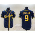 Milwaukee Brewers #9 Bob Uecker Navy Puhics With Home Patch Limited Stitched Jersey