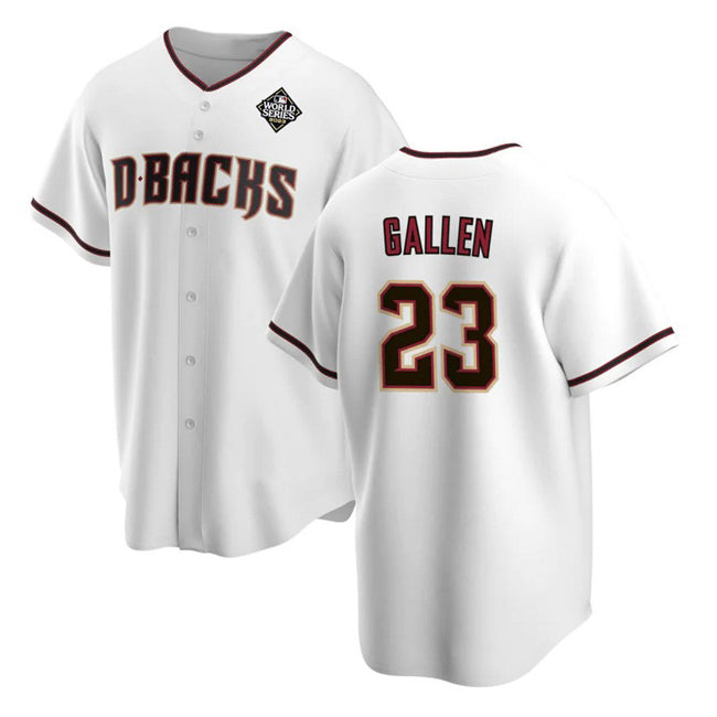 Arizona Diamondbacks #23 Zac Gallen White Puhics 2023 World Series Cool Base Stitched Jersey