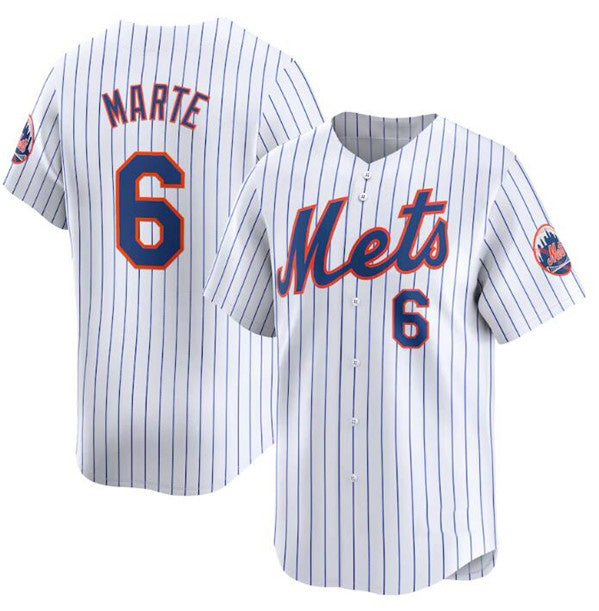 New York Mets #6 Starling Marte White Puhics 2024 Home Limited Stitched Jersey