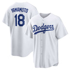 Los Angeles Dodgers #18 Yoshinobu Yamamoto White Puhics Home Replica Player Jersey
