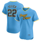 Milwaukee Brewers #22 Christian Yelich Powder Blue Puhics City Connect Elite Player Jersey