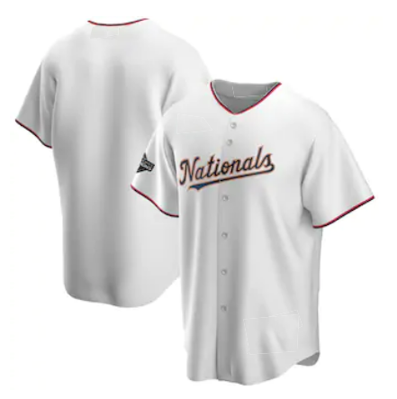 Washington Nationals White Gold Puhics 2019 World Series Champions Blank Cool Base Jersey