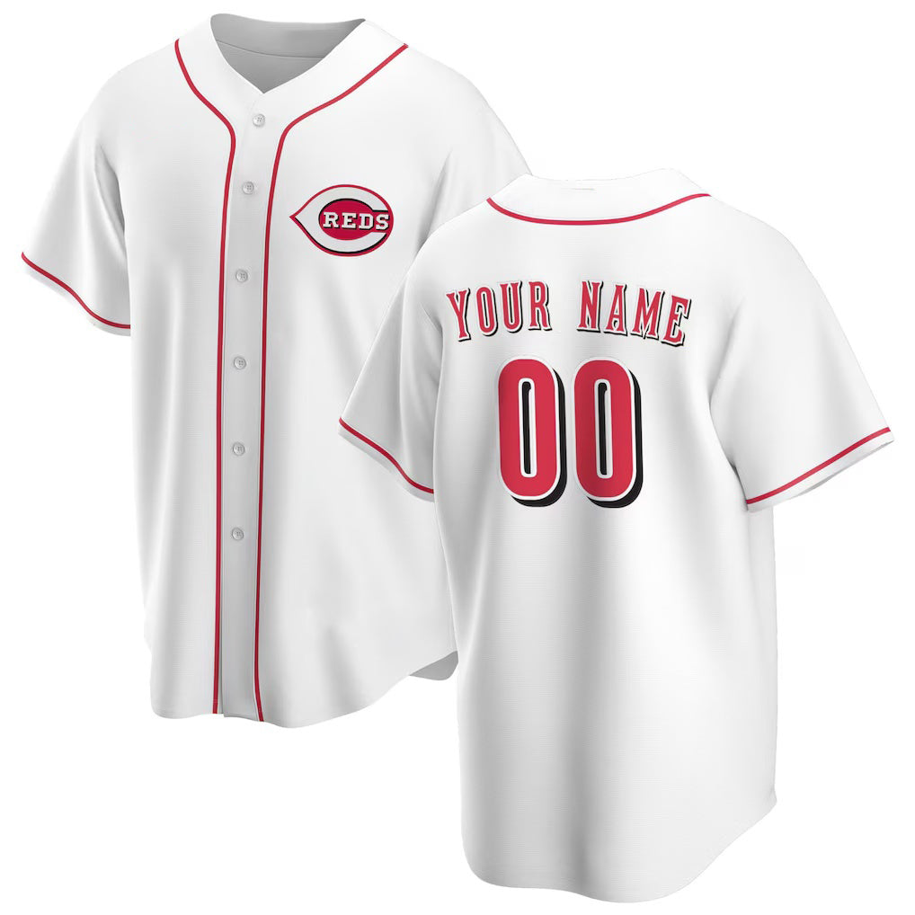Custom Cincinnati Reds White Puhics Home Replica Jersey