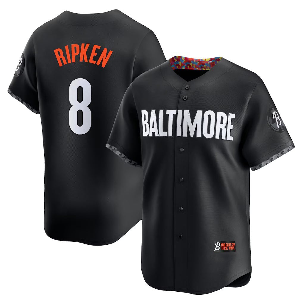 Baltimore Orioles #8 Cal Ripken Jr. Black Puhics City Connect Limited Player Jersey