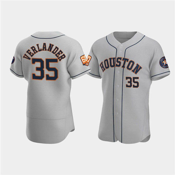 Houston Astros #35 Justin Verlander Gray Puhics 60th Anniversary Flex Base Stitched Jersey
