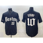Boston Red Sox #10 Trevor Story Black Puhics Gothic Vapor Limited Stitched Jersey